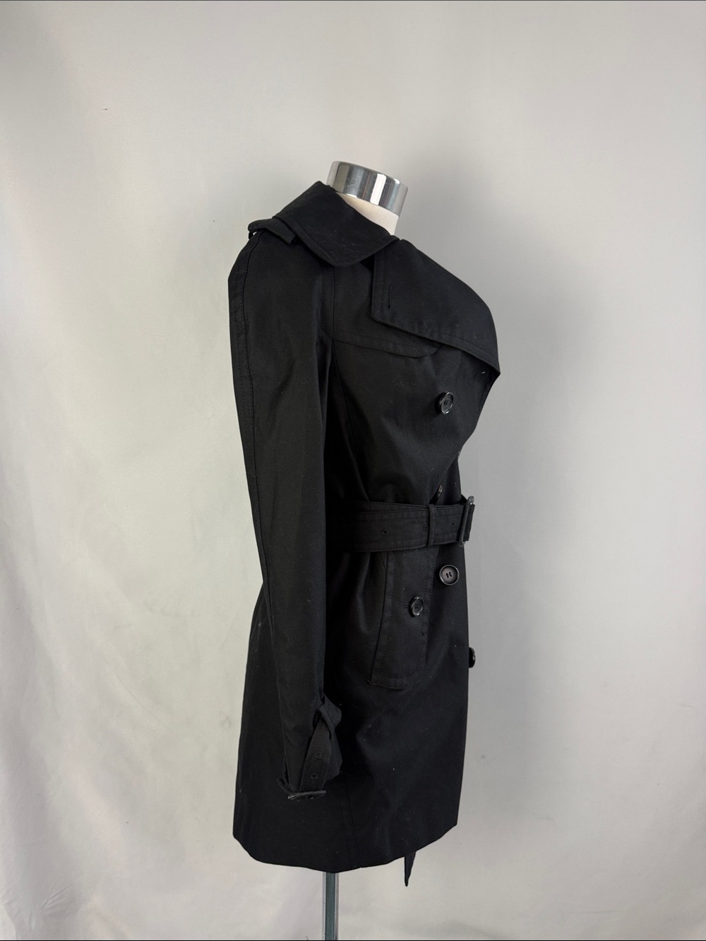 COACH BLACK TRENCH 3/4 COAT - Picture 2 of 5